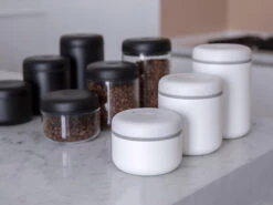 Fellow | Atmos Vacuum Canister - Matte White(Fellow Atmos Vacuum Canister Matte White) -Cafuné Boutique fellow atmos vacuum coffee canister white lifestyle 1